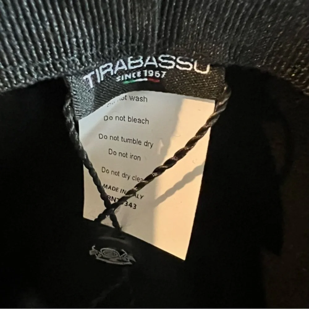 Tirabasso Black Hat NWT Trimmed out in Berry and Cream. Stunning NIP Italian